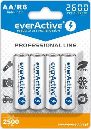 Akumulatorki AA / R6 everActive Ni-MH 2600 mAh ready to use - 4 sztuki